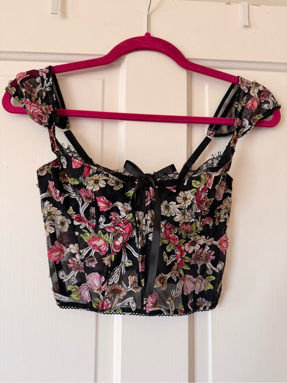 Victoria’s Secret Floral Lace-Trim zip up corset